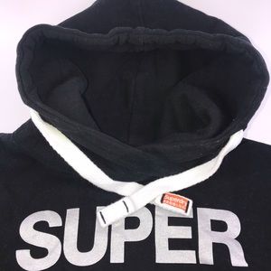 WMNS SUPERDRY (Cropped) LARGE HOODIE (BLACK)